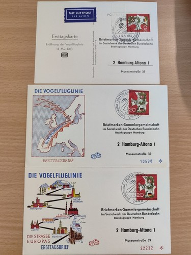 3er set fdc vogelfluglinie - 3er,